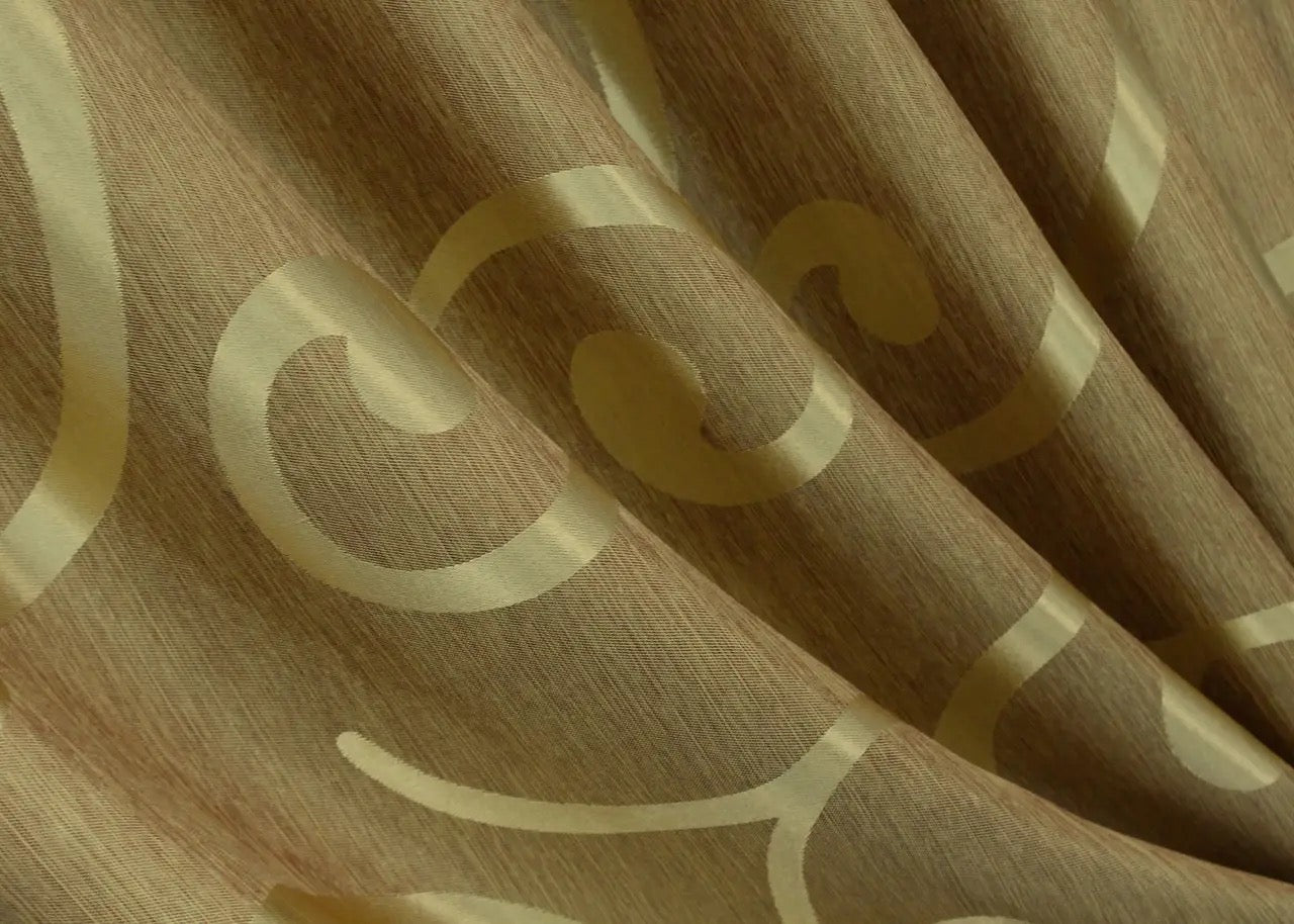 Elegant Gold Jacquard Curtains – Set of 2 – 65% Light Blocking