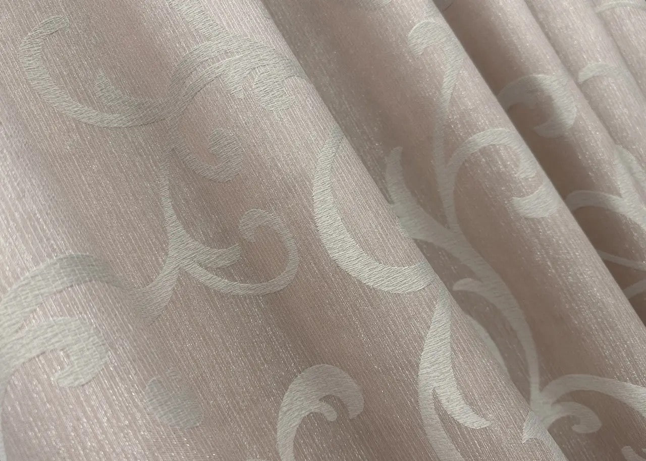 Elegant Powder Pink Jacquard Curtains with Lurex – Allure Collection – Set of 2 – 65% Light Blocking