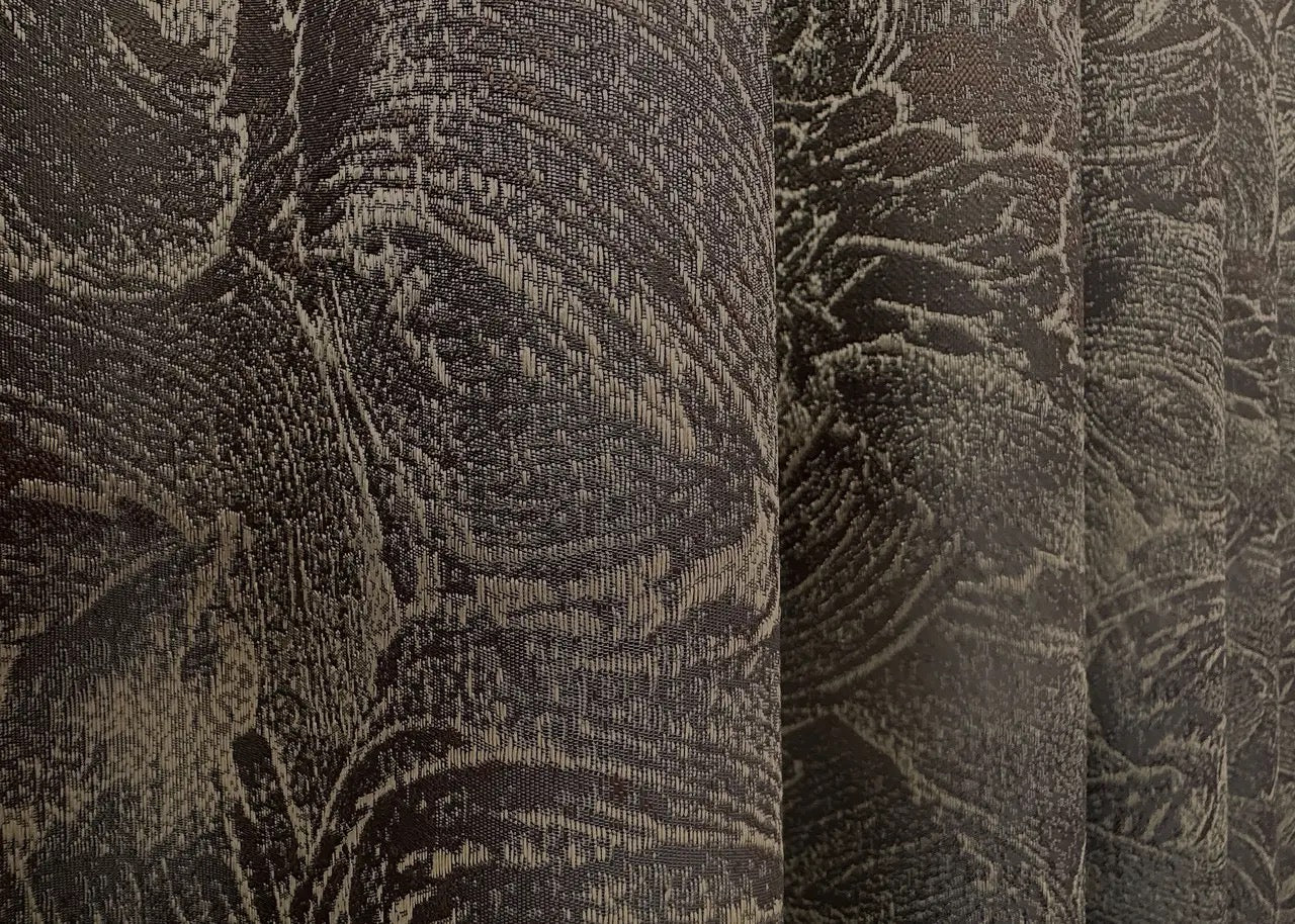 Elegant Chocolate with Beige Jacquard Curtains – Fantasy Collection – Set of 2 – 65% Light Blocking