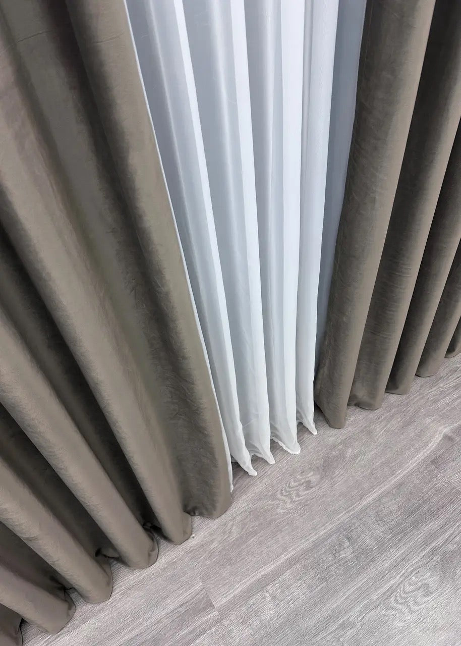 Anthracite grey velvet blackout curtains, combining modern aesthetics with high-quality plush fabric for a sophisticated home upgrade.