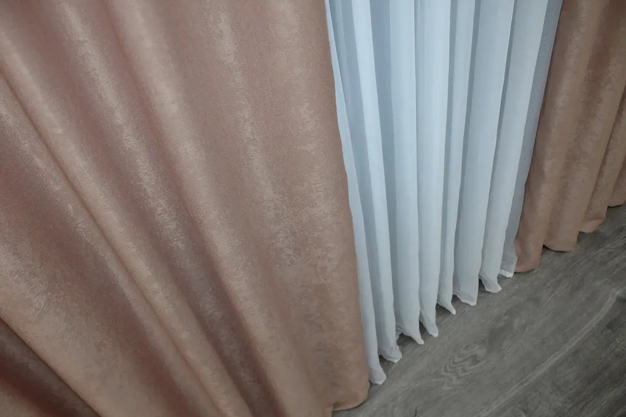 Coffee cream velvet blackout curtains, blending modern luxury with high-quality craftsmanship for refined interior styling.