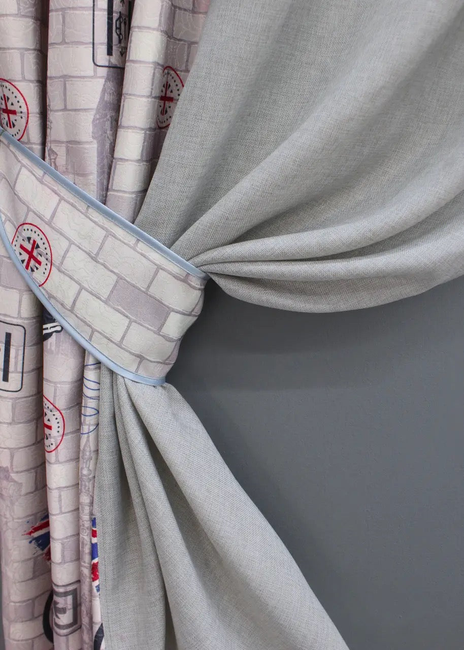 High-quality satin-linen curtains in multicolor and light grey, offering a vibrant and elegant aesthetic for your home.