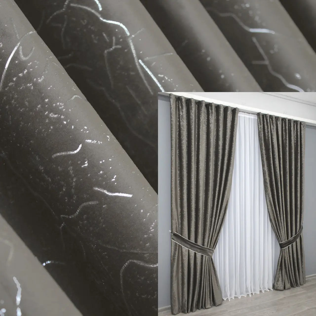 Luxurious cocoa velvet curtains with a soft texture and light-blocking properties, perfect for living rooms and bedrooms.