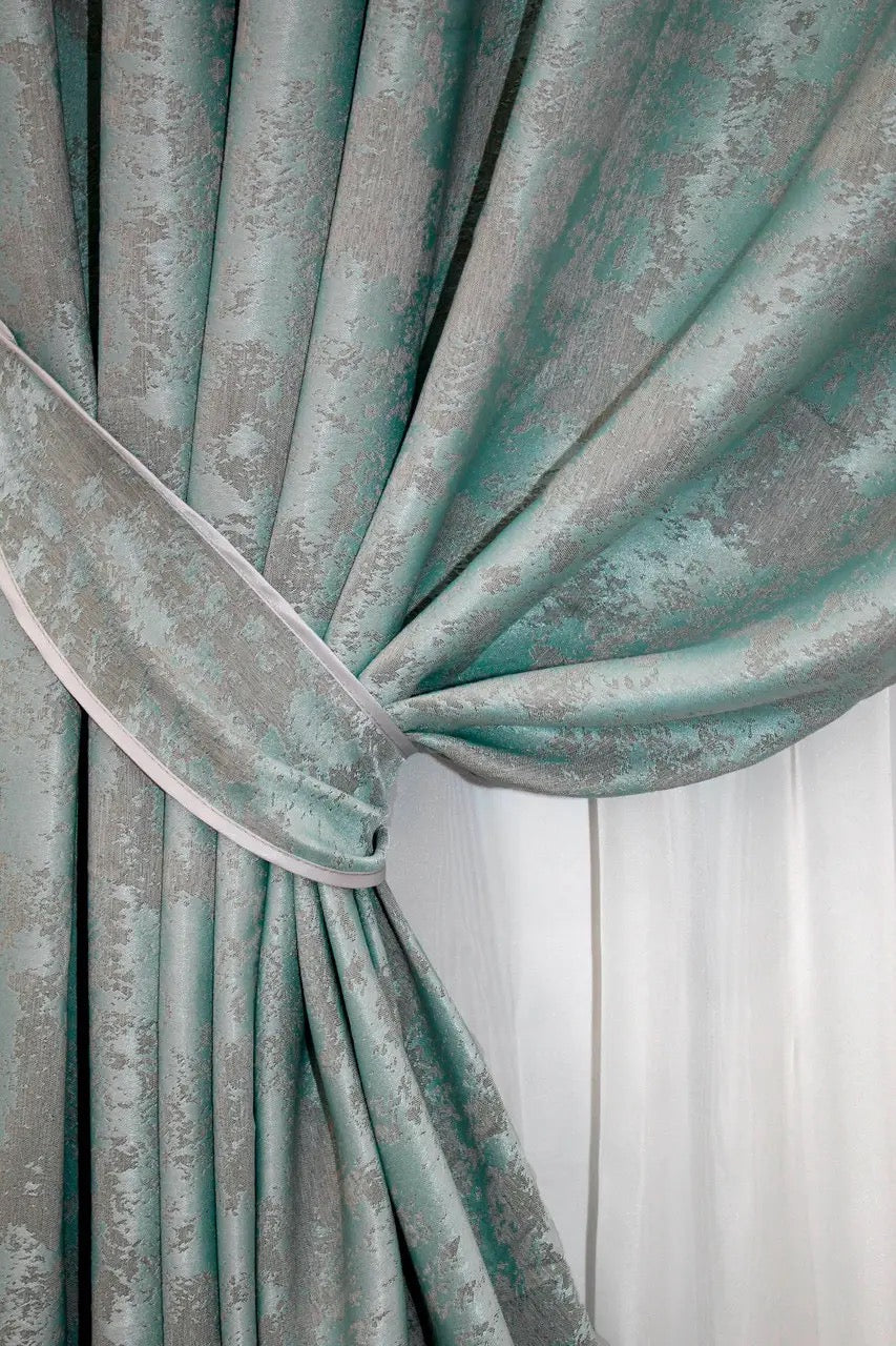 Premium soft turquoise grey curtains with a muted finish, ideal for a sleek and modern home aesthetic.
