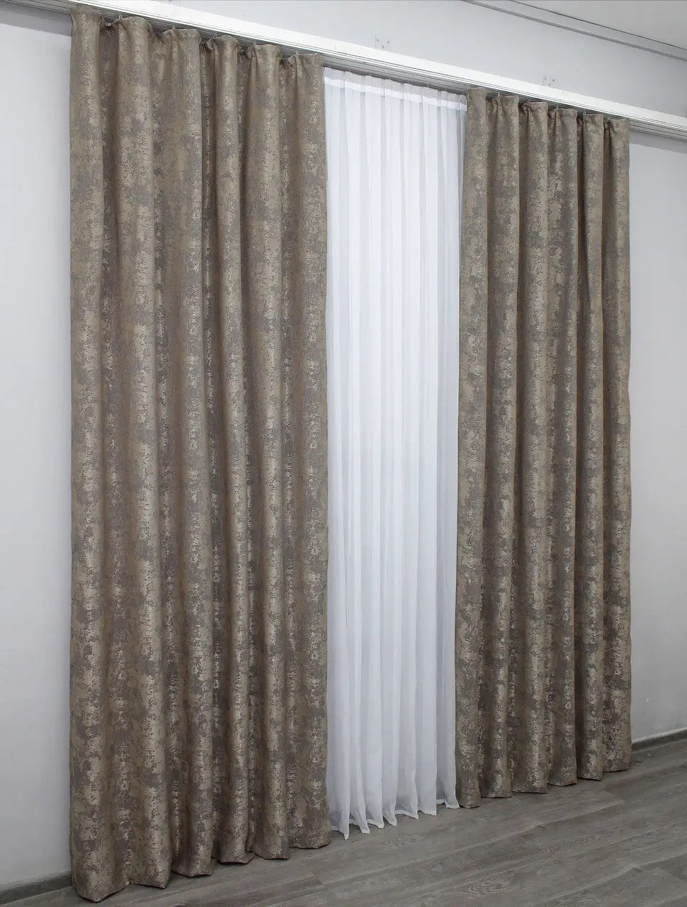 Premium beige-grey jacquard curtain set – stylish and durable, perfect for enhancing any living space.