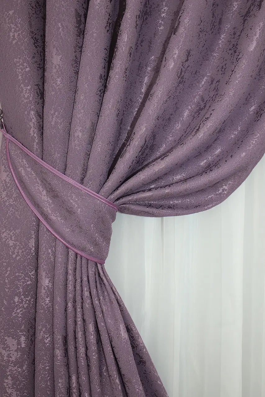 High-quality purple linen curtains with a smooth, matte finish, bringing warmth and refinement to any space.