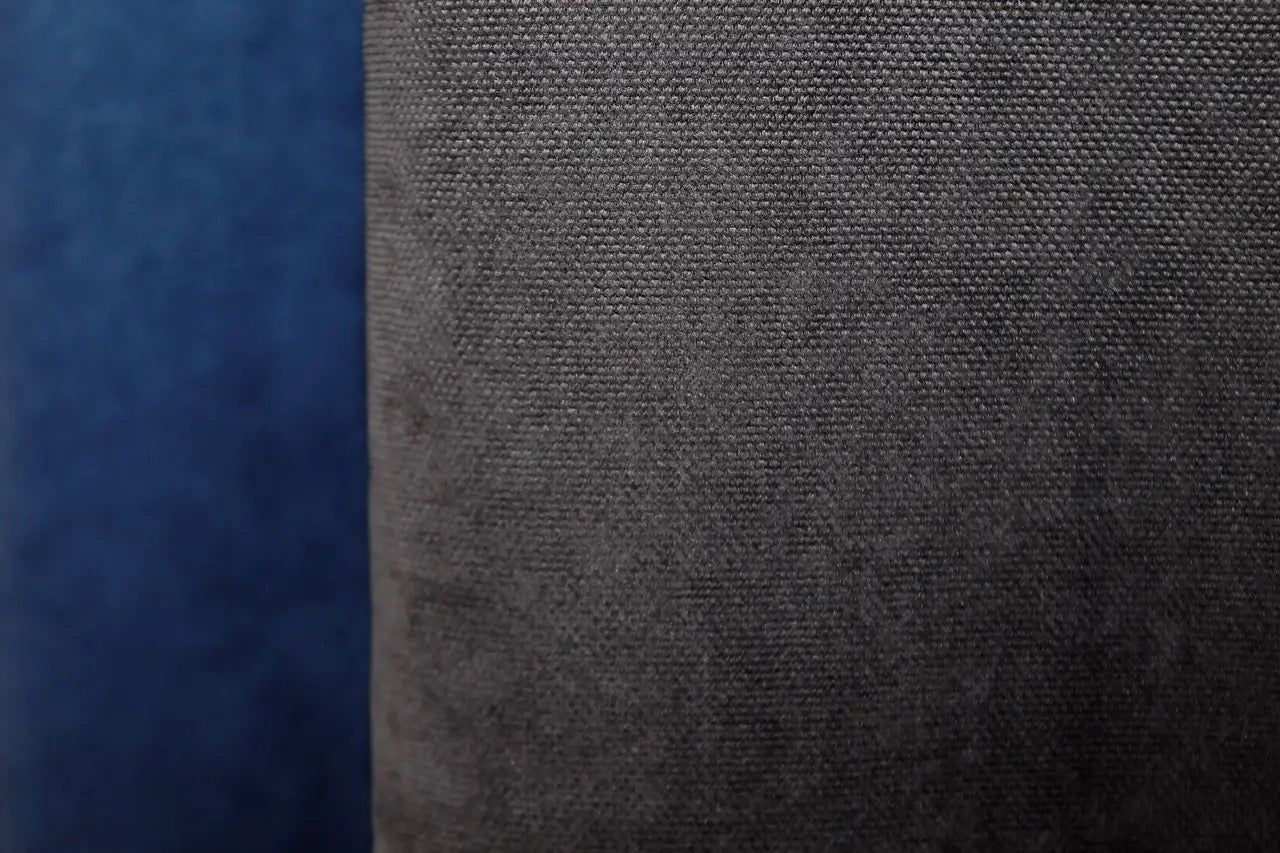 Elegant and stylish dark cocoa and navy blue combined microvelvet curtains for a contemporary and cozy atmosphere.