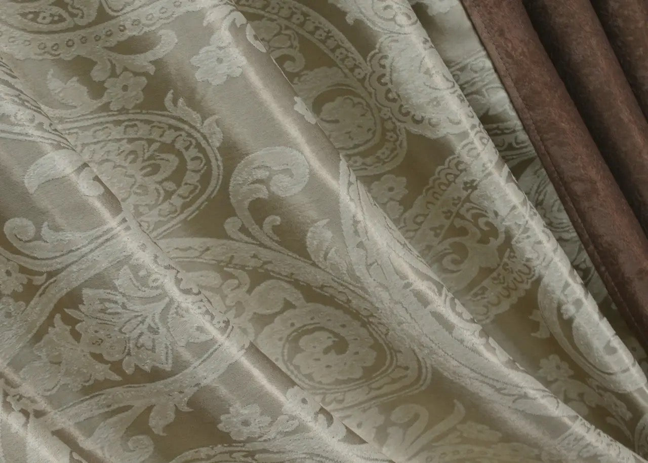 Sophisticated brown and beige combined curtains designed to create a warm and elegant atmosphere in your living or working space.
