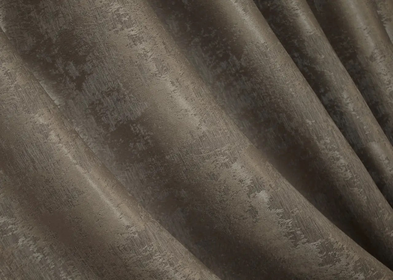 Opulent cocoa brown curtains with a textured jacquard design, bringing warmth and elegance to your home décor.