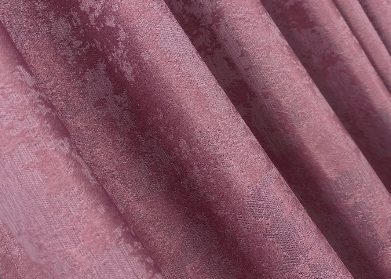 Opulent rosewood-colored jacquard curtains with soft mauve hues, ideal for adding a touch of vintage charm to any room.