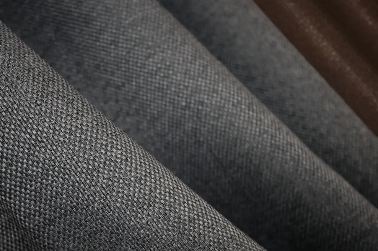 Two-tone brown (Chocolate, Mocha, Coffee) and gray (Charcoal, Slate, Ash) combined linen curtains with a textured finish for a chic and modern look.