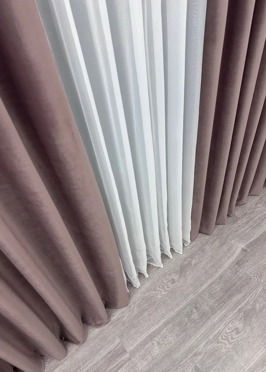 Vintage rose luxury velvet drapes with a thick, elegant texture, reducing light and noise for an ultimate cozy home ambiance.