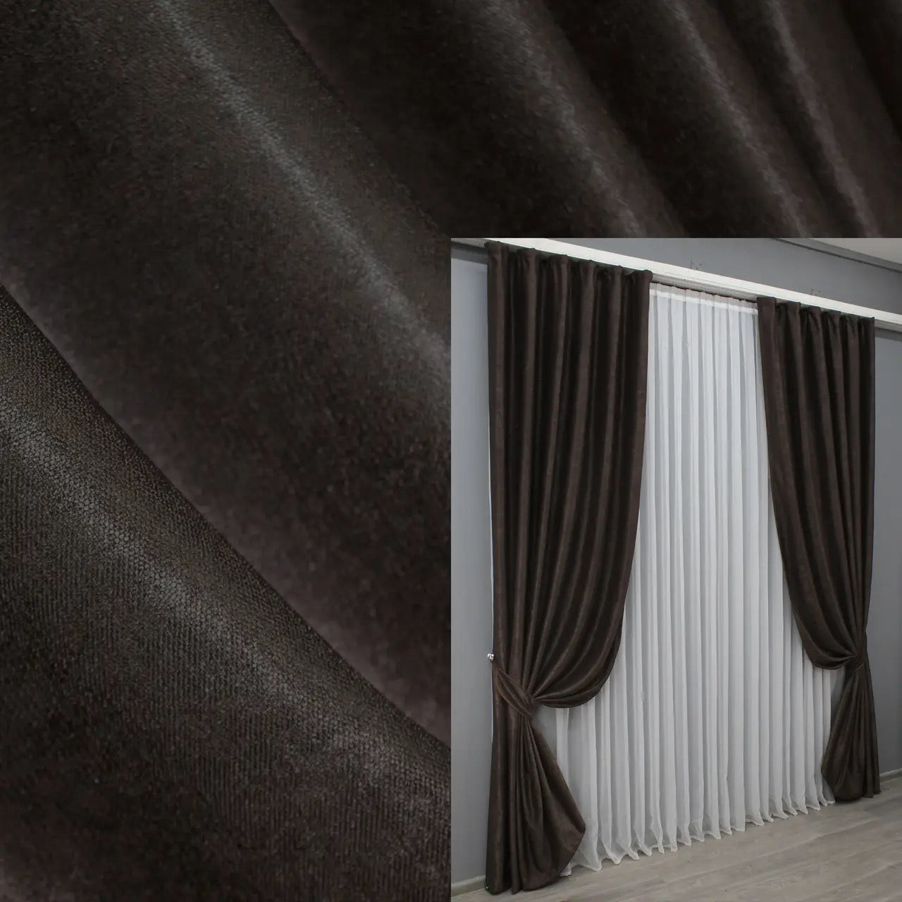 Wenge linen-soft curtains with premium fabric, light filtering, and a soft drape for modern and classic interiors.