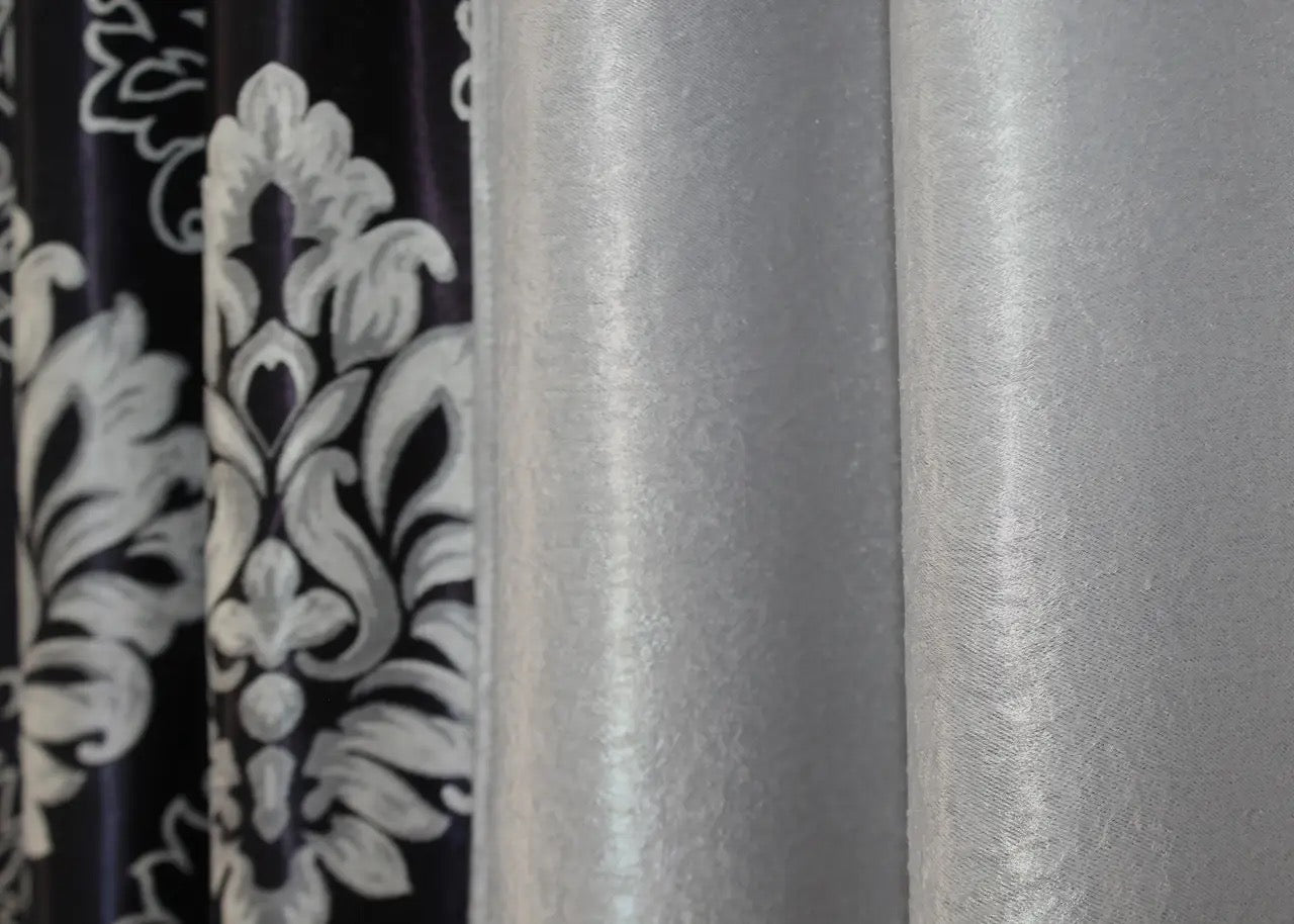 Combined Blackout Curtains – “Elegance Duo” Collection – Black & Light Grey – Set of 2 Panels