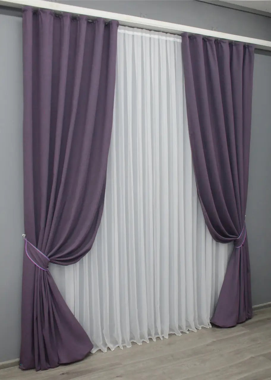 Luxurious Lilac Microvelvet Curtains – Set of 2 – 70% Light Blocking