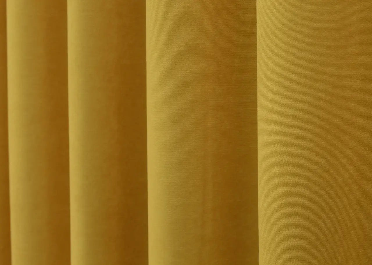 Luxurious Yellow Microvelvet Curtains – Set of 2 – 70% Light Blocking