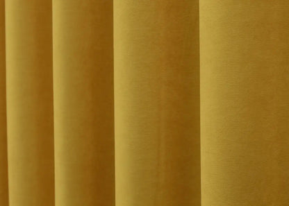 Luxurious Yellow Microvelvet Curtains – Set of 2 – 70% Light Blocking