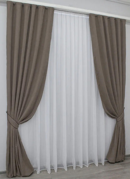 Luxurious Cocoa Microvelvet Curtains – Set of 2 – 70% Light Blocking