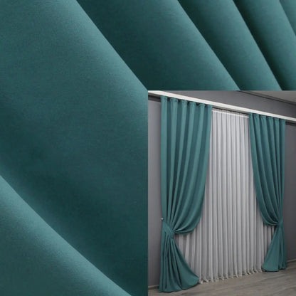 Luxurious Turquoise Microvelvet Curtains – Set of 2 – 70% Light Blocking