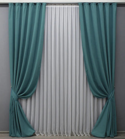 Luxurious Turquoise Microvelvet Curtains – Set of 2 – 70% Light Blocking