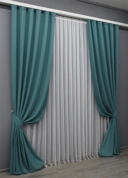 Luxurious Turquoise Microvelvet Curtains – Set of 2 – 70% Light Blocking