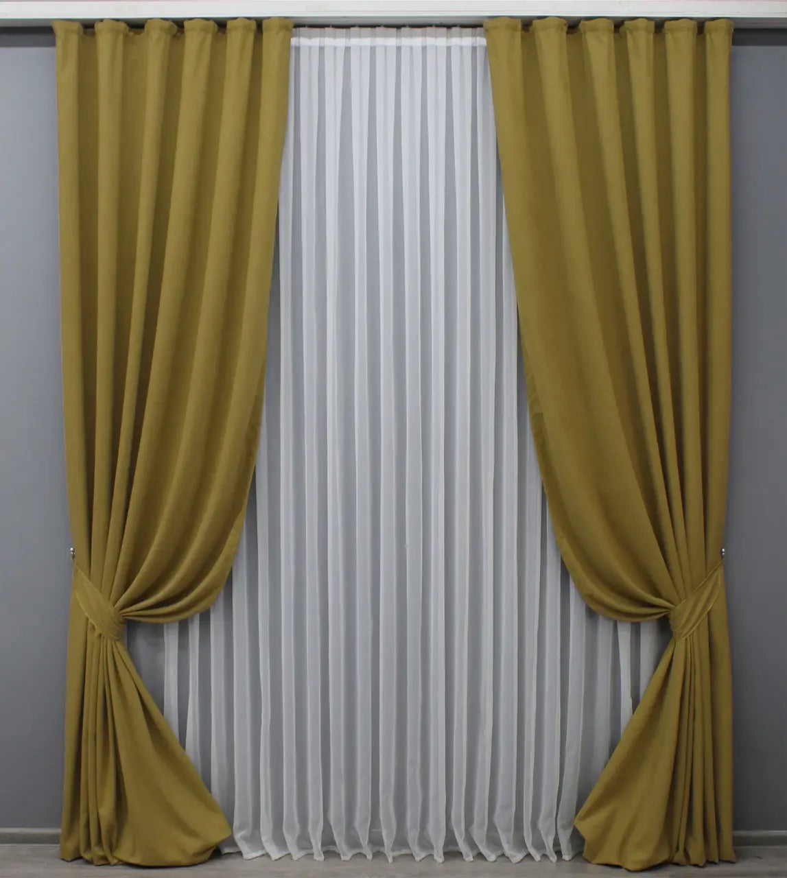 Elegant Mustard Microvelvet Curtains – Set of 2 – 70% Light Blocking