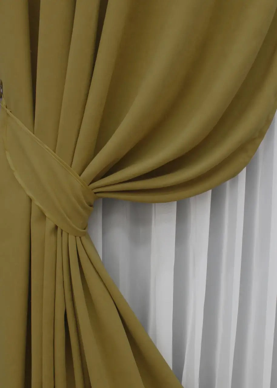 Elegant Mustard Microvelvet Curtains – Set of 2 – 70% Light Blocking