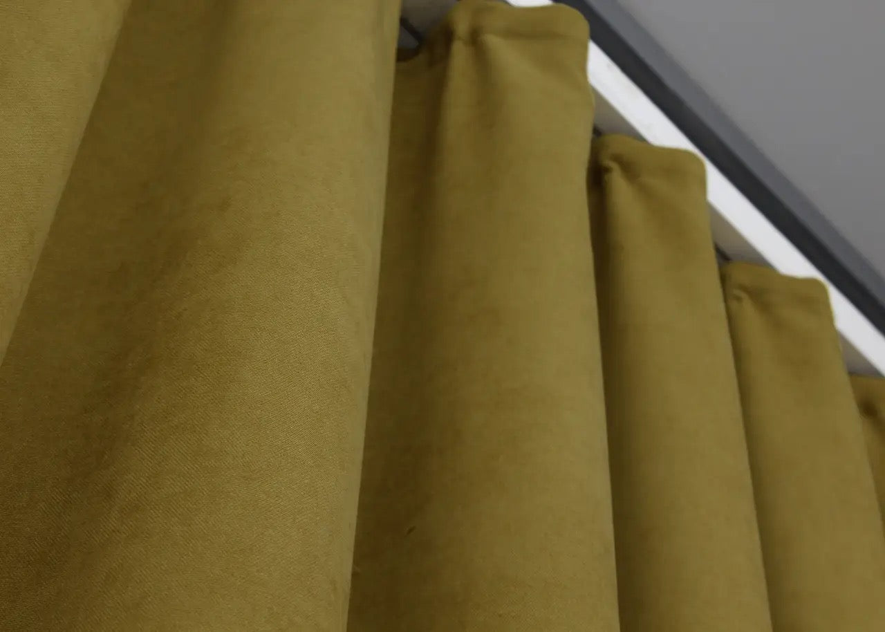 Elegant Mustard Microvelvet Curtains – Set of 2 – 70% Light Blocking