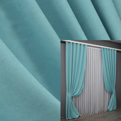 Elegant Sky Blue Microvelvet Curtains – Set of 2 – 70% Light Blocking