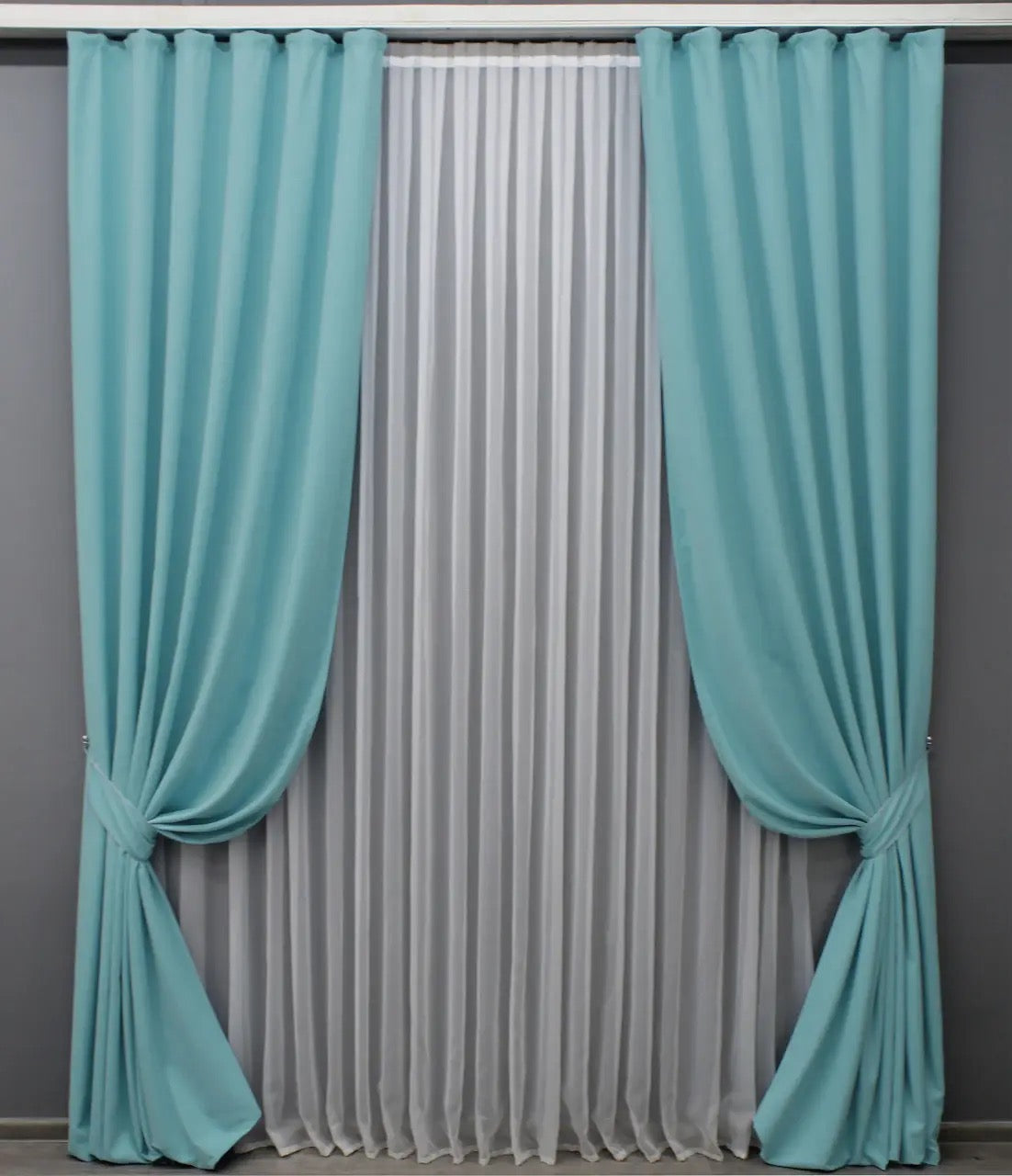 Elegant Sky Blue Microvelvet Curtains – Set of 2 – 70% Light Blocking