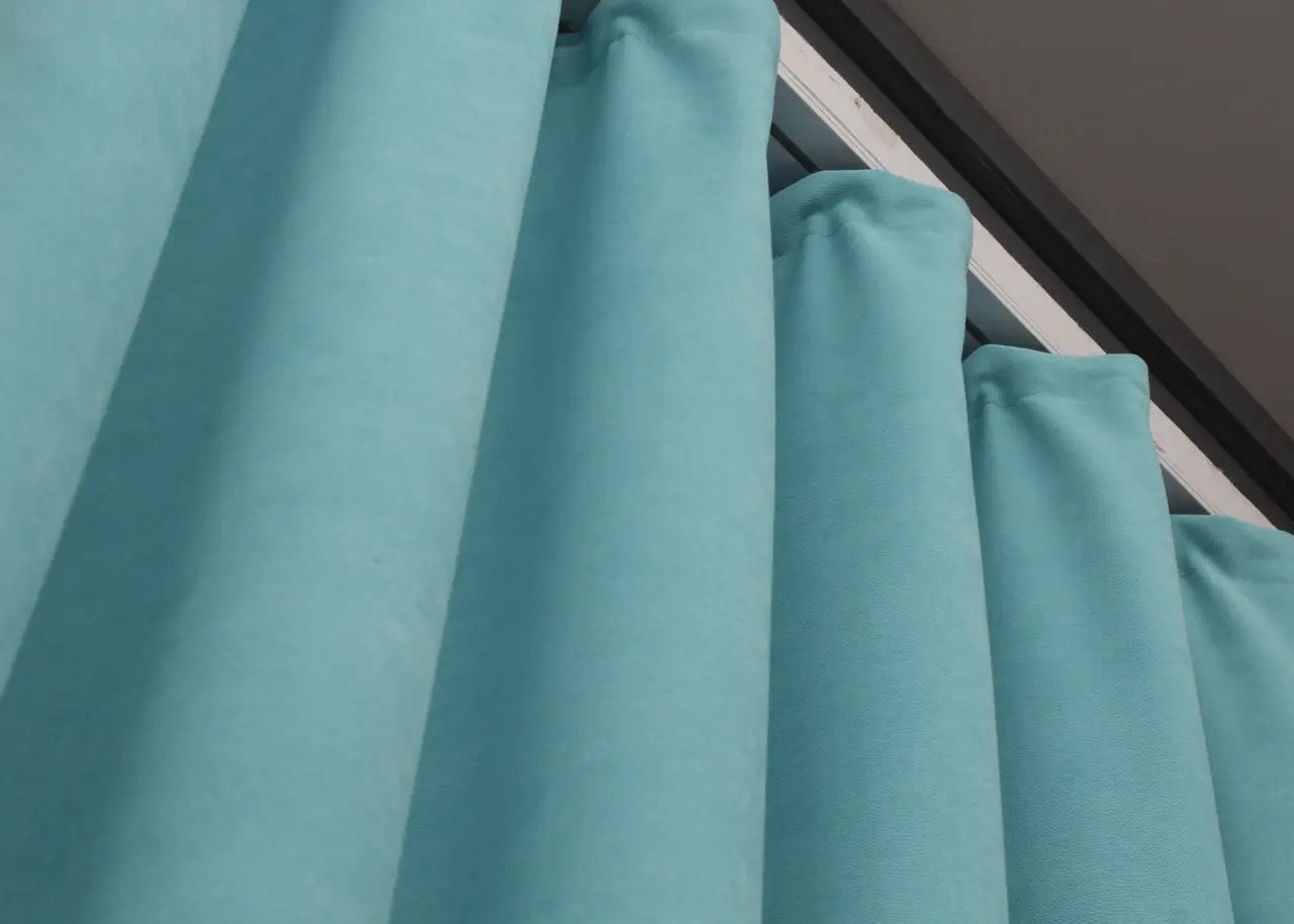 Elegant Sky Blue Microvelvet Curtains – Set of 2 – 70% Light Blocking