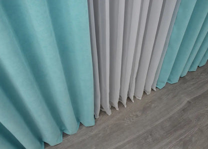 Elegant Sky Blue Microvelvet Curtains – Set of 2 – 70% Light Blocking