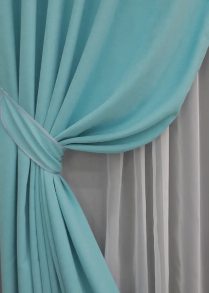 Elegant Sky Blue Microvelvet Curtains – Set of 2 – 70% Light Blocking