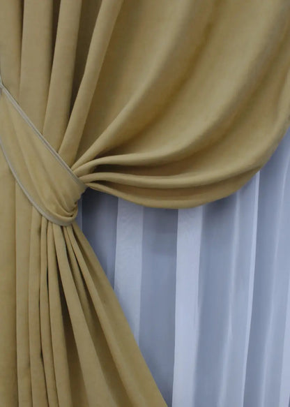 Elegant Sand Microvelvet Curtains – Set of 2 – 70% Light Blocking