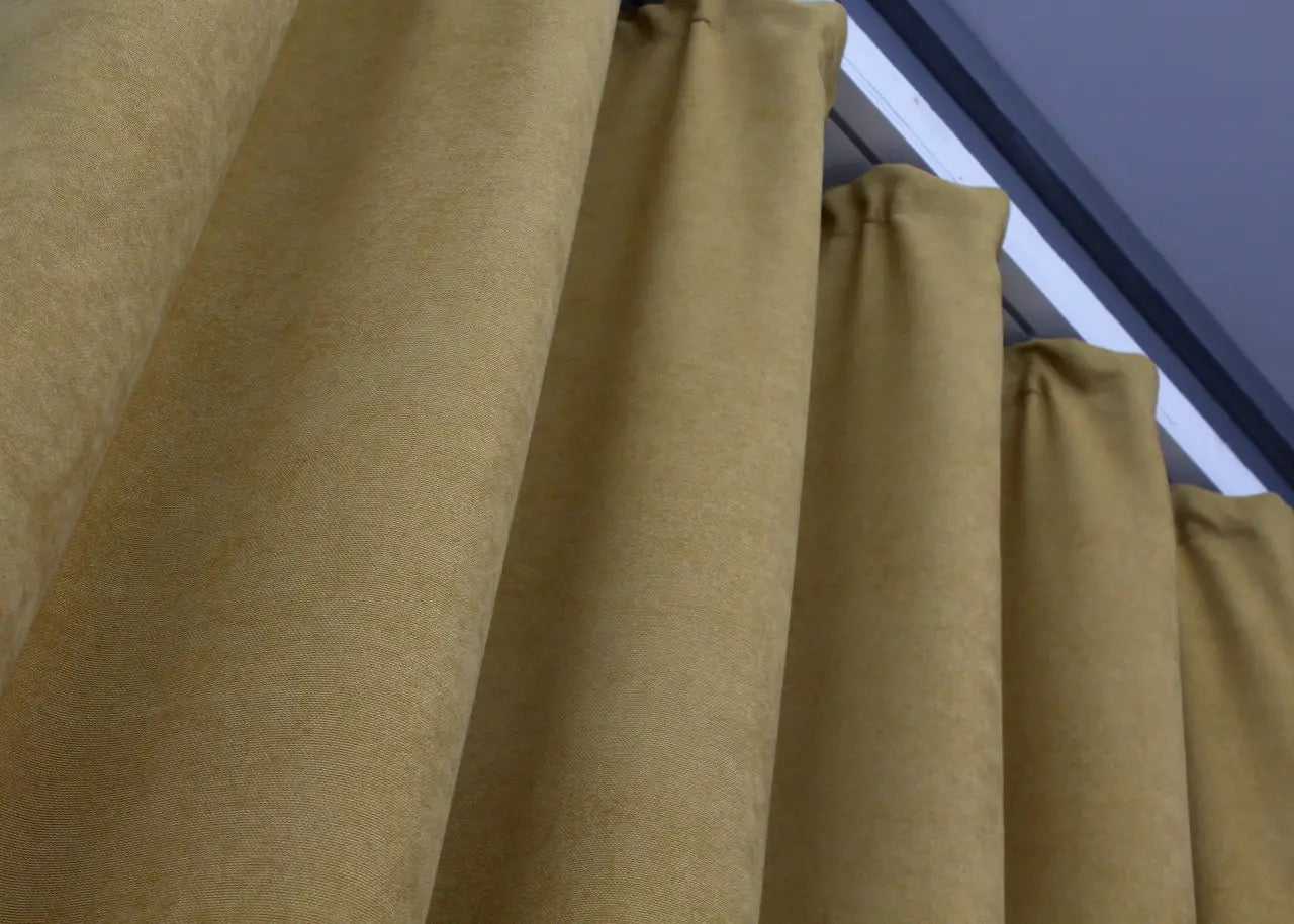 Elegant Sand Microvelvet Curtains – Set of 2 – 70% Light Blocking