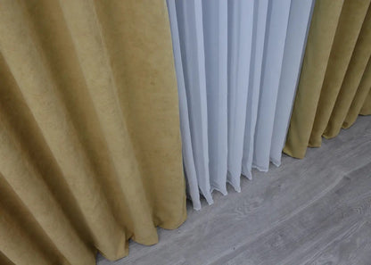 Elegant Sand Microvelvet Curtains – Set of 2 – 70% Light Blocking