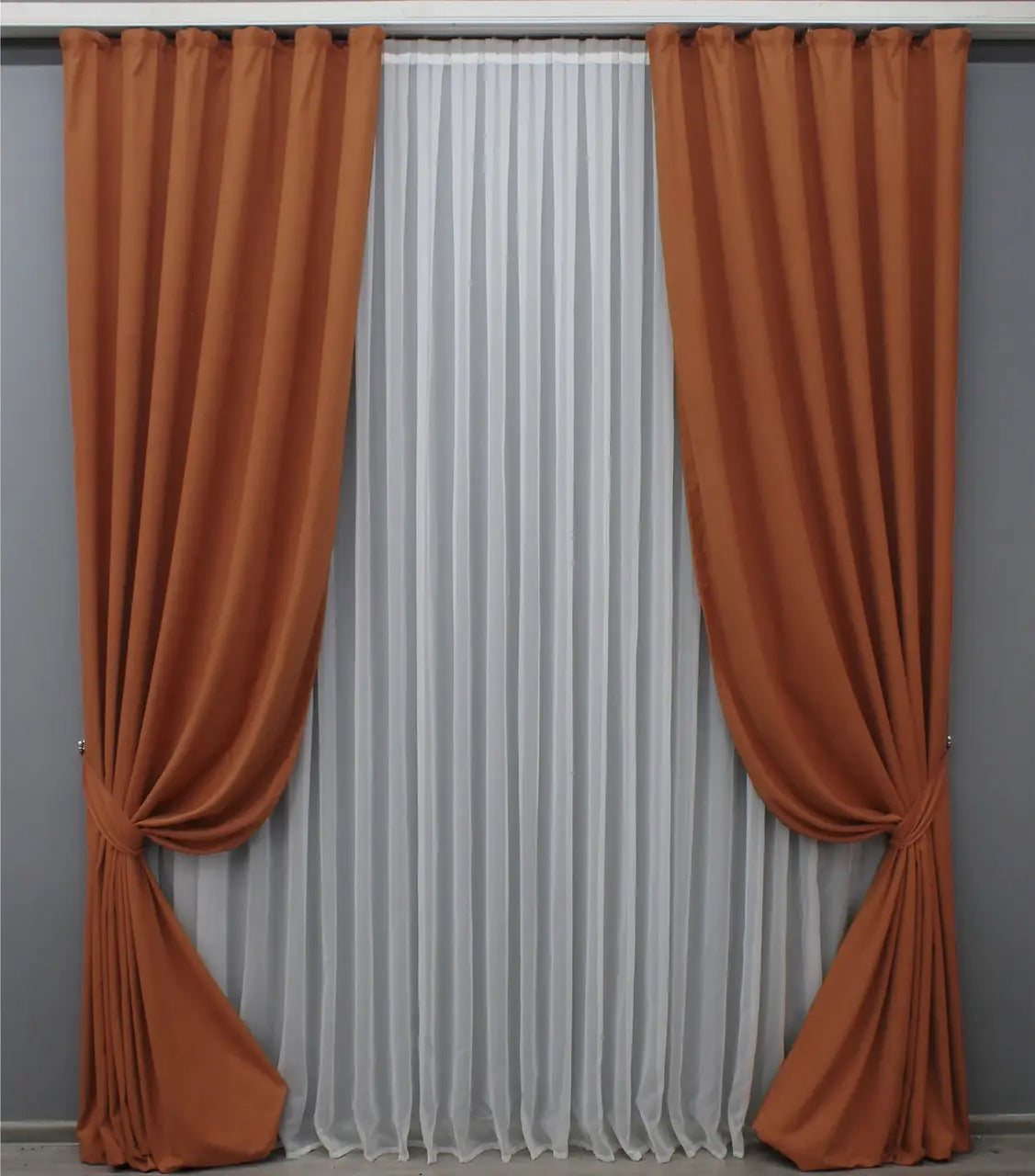 Elegant Terracotta Microvelvet Curtains – Set of 2 – 70% Light Blocking