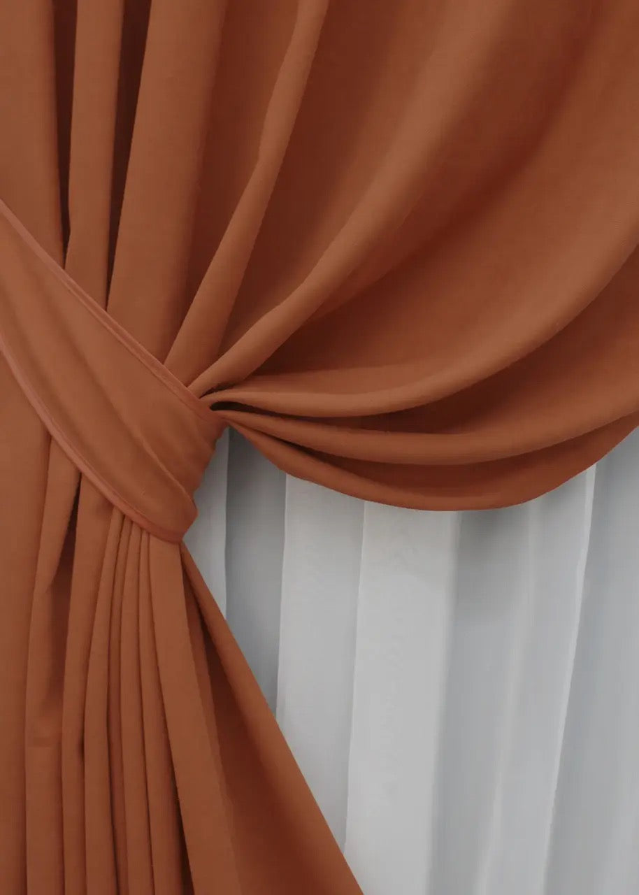 Elegant Terracotta Microvelvet Curtains – Set of 2 – 70% Light Blocking