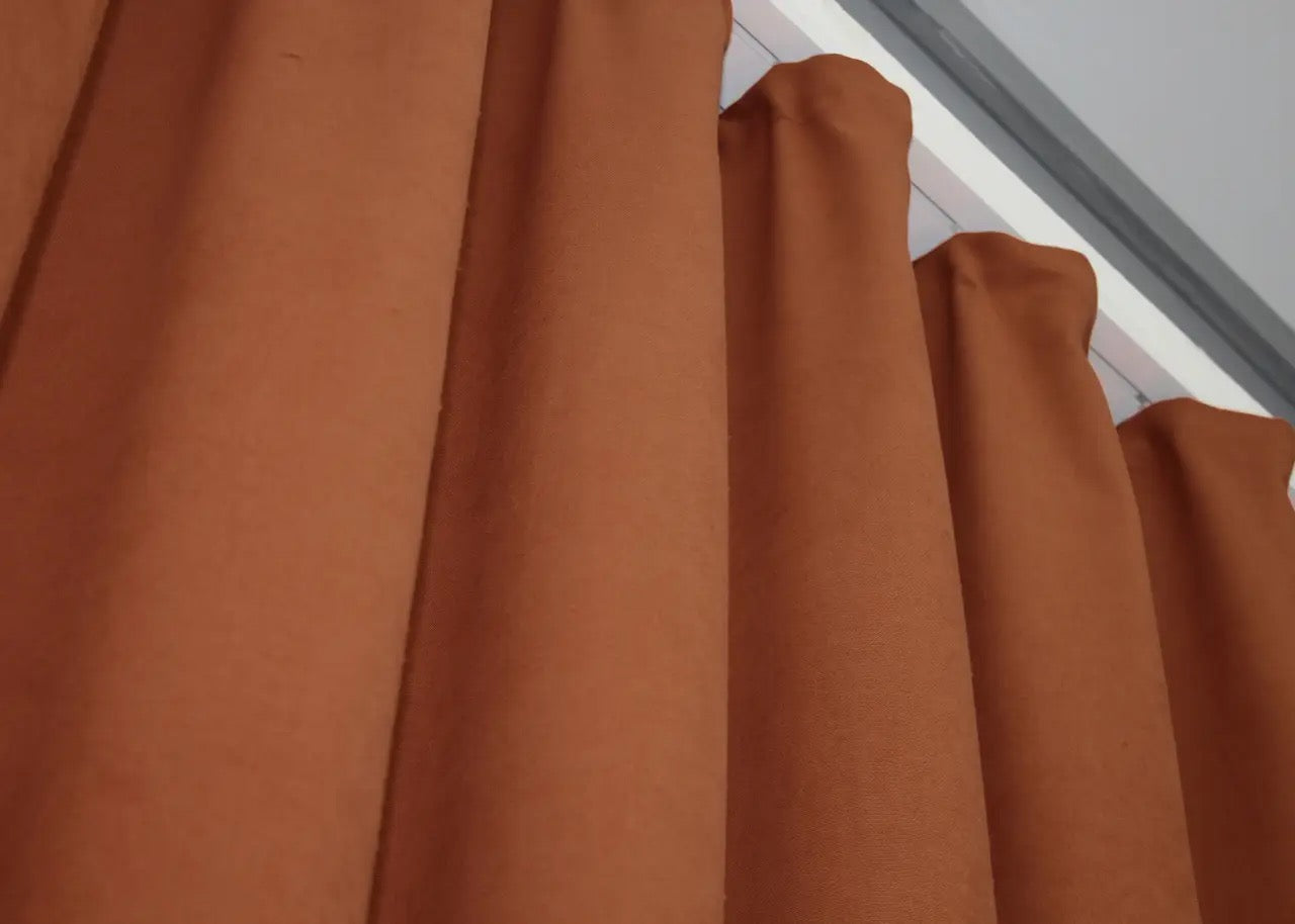 Elegant Terracotta Microvelvet Curtains – Set of 2 – 70% Light Blocking