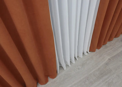 Elegant Terracotta Microvelvet Curtains – Set of 2 – 70% Light Blocking