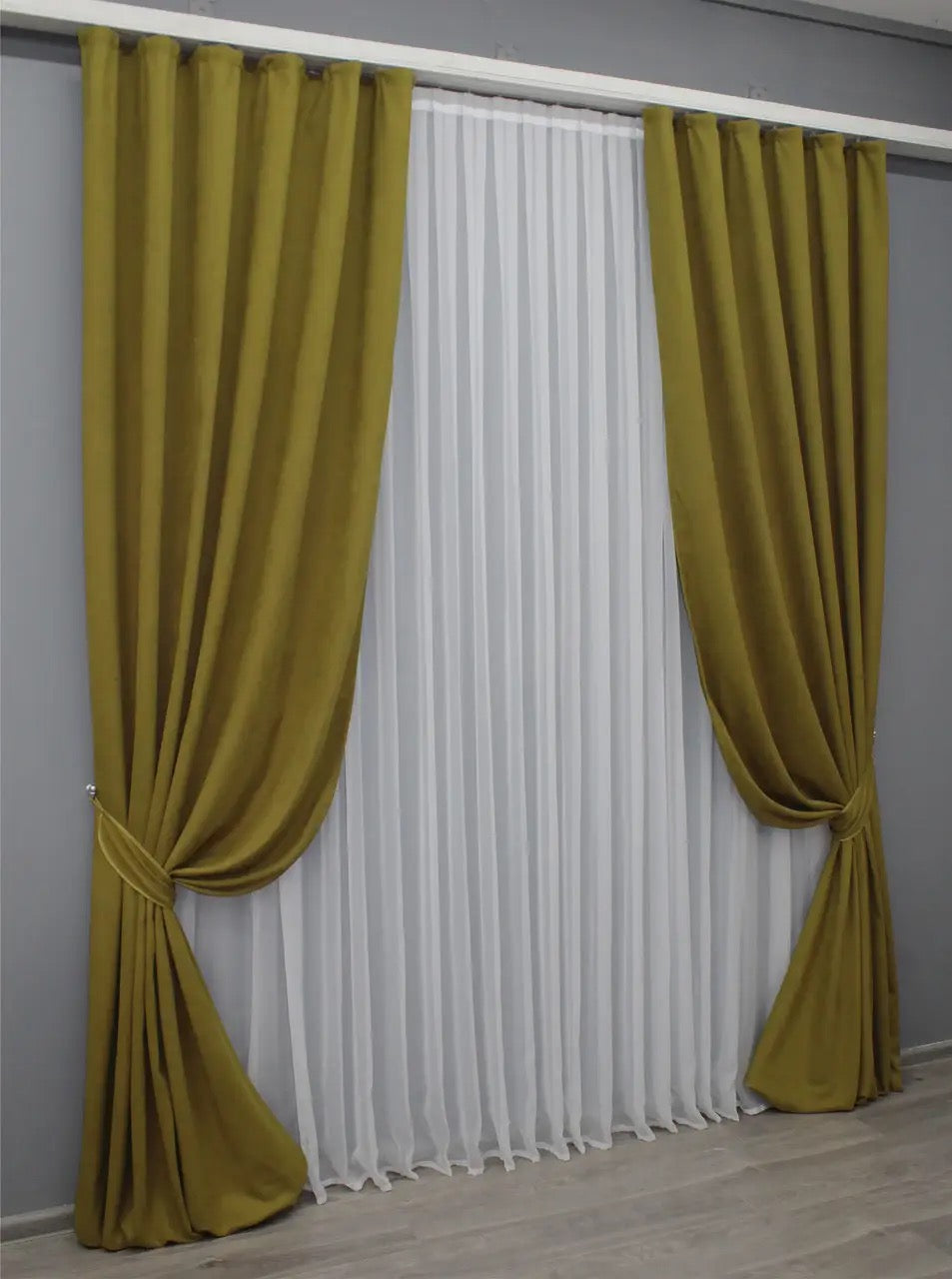 Luxurious Dark Mustard Microvelvet Curtains – Set of 2 – 70% Light Blocking