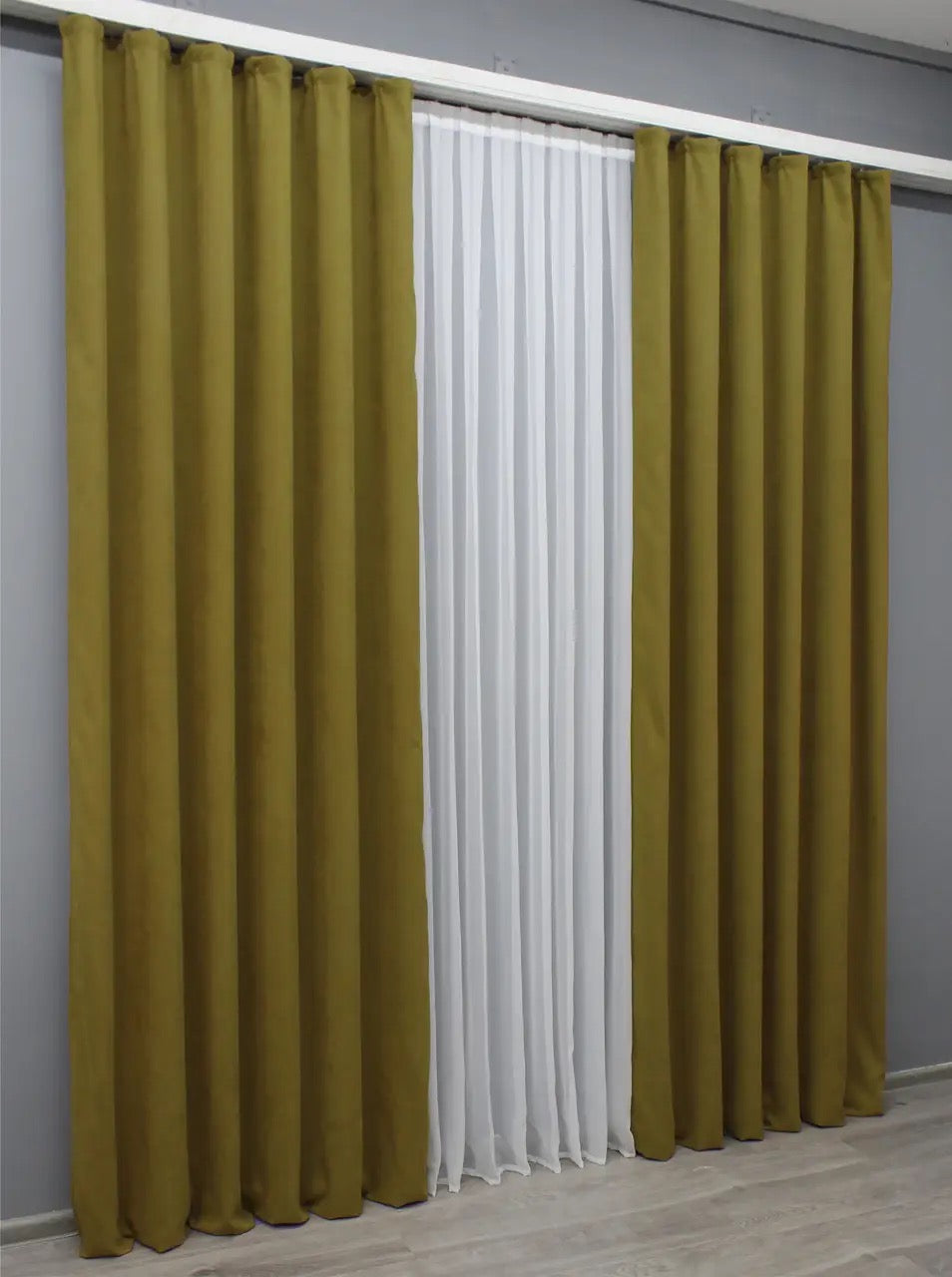 Luxurious Dark Mustard Microvelvet Curtains – Set of 2 – 70% Light Blocking