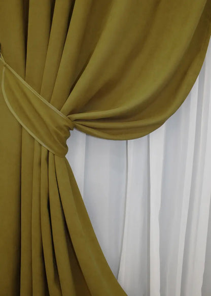 Luxurious Dark Mustard Microvelvet Curtains – Set of 2 – 70% Light Blocking