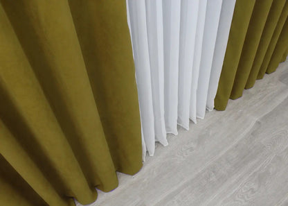 Luxurious Dark Mustard Microvelvet Curtains – Set of 2 – 70% Light Blocking