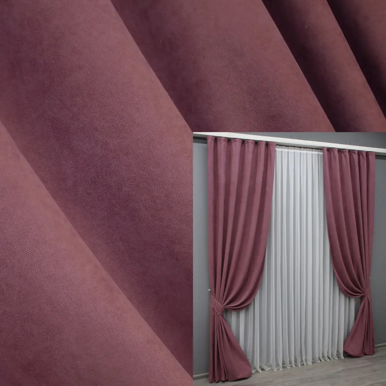 Elegant Dusty Rose Microvelvet Curtains – Set of 2 – 70% Light Blocking