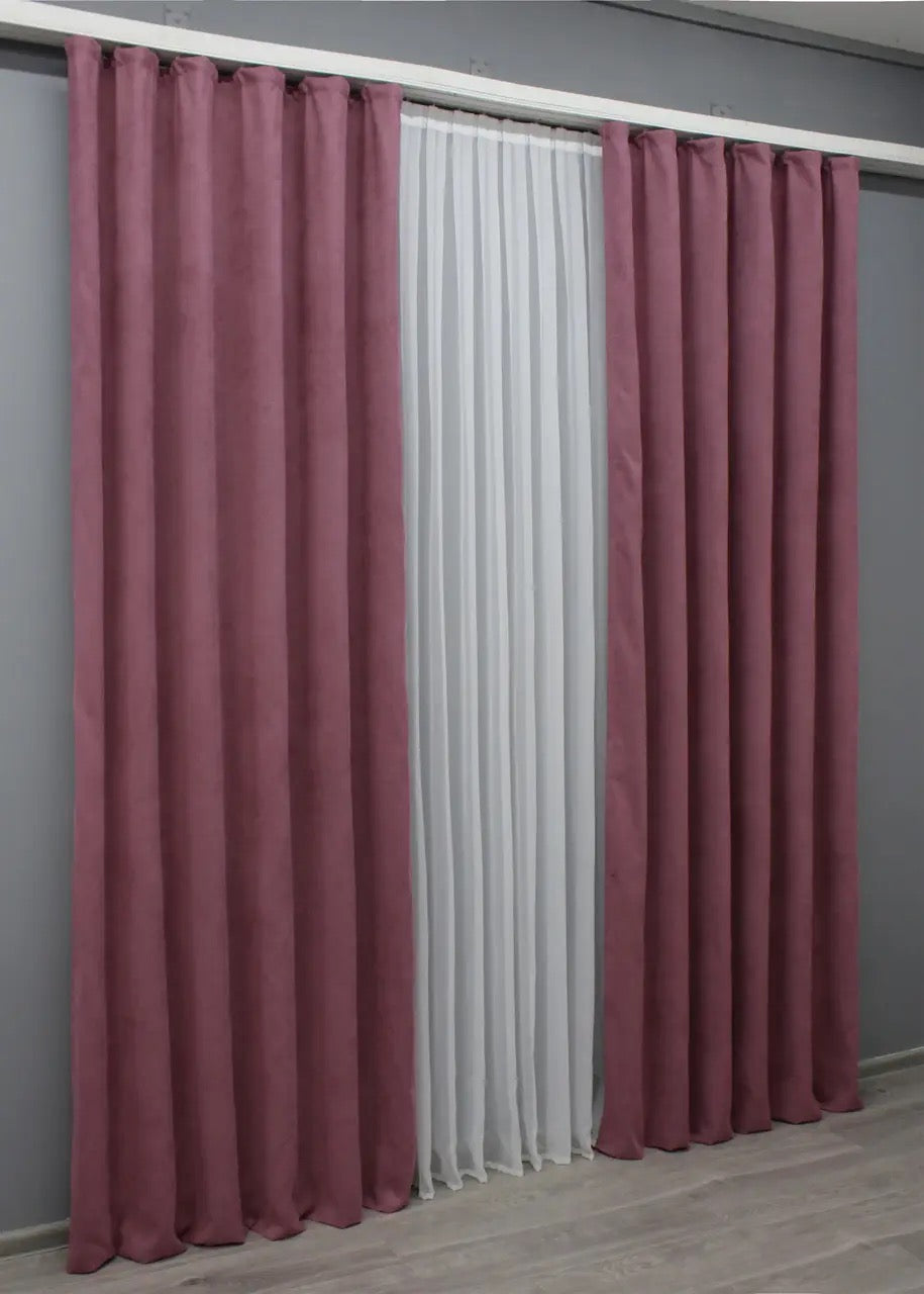 Elegant Dusty Rose Microvelvet Curtains – Set of 2 – 70% Light Blocking