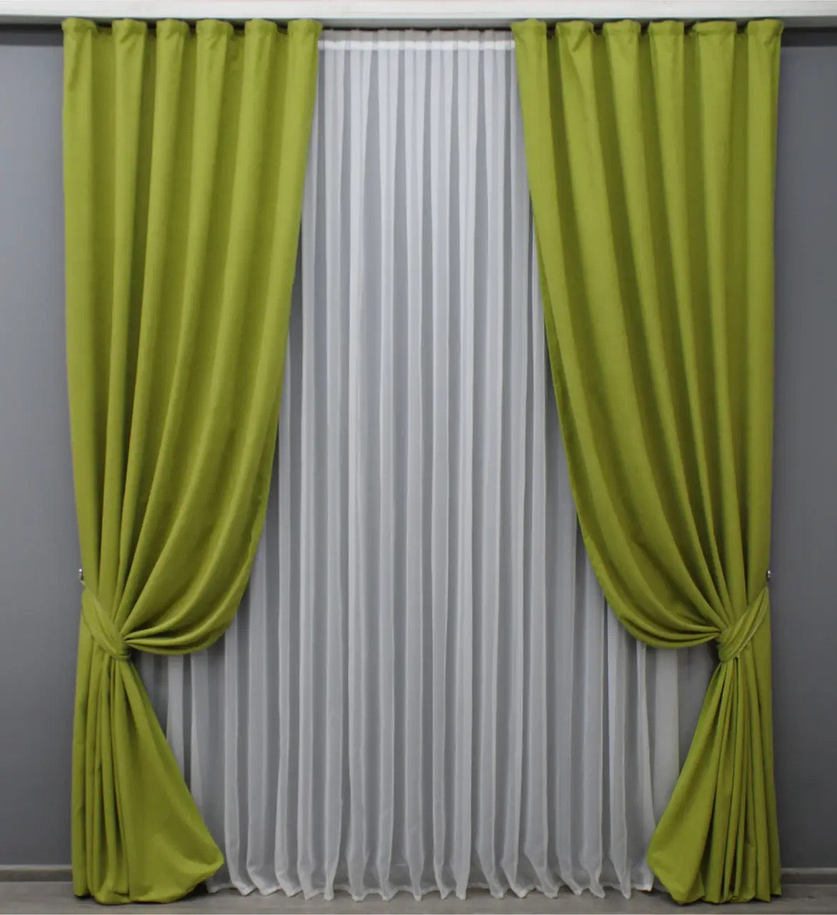 Vibrant Lime Green Microvelvet Curtains – Set of 2 – 70% Light Blocking