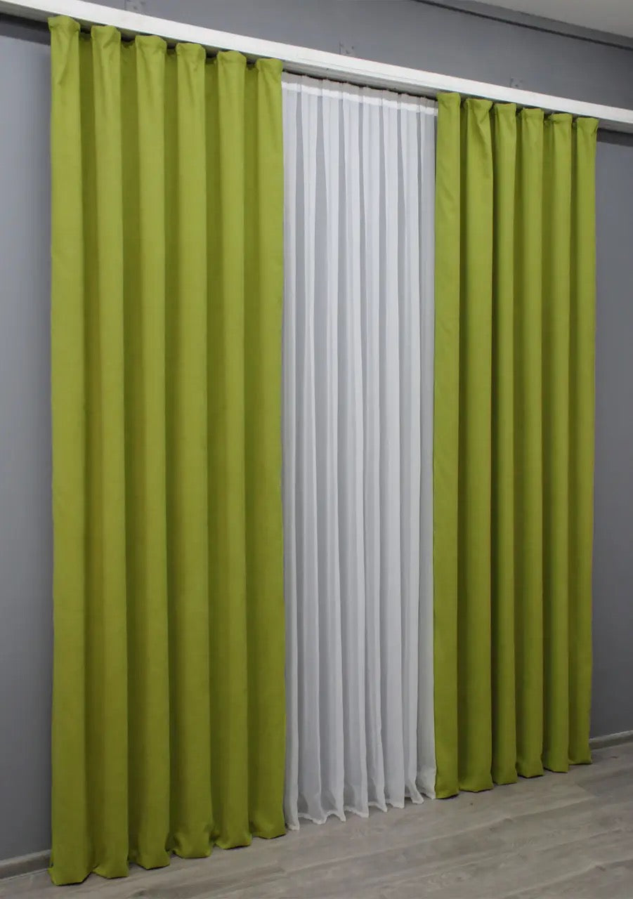 Vibrant Lime Green Microvelvet Curtains – Set of 2 – 70% Light Blocking