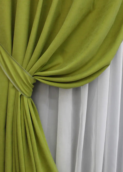 Vibrant Lime Green Microvelvet Curtains – Set of 2 – 70% Light Blocking