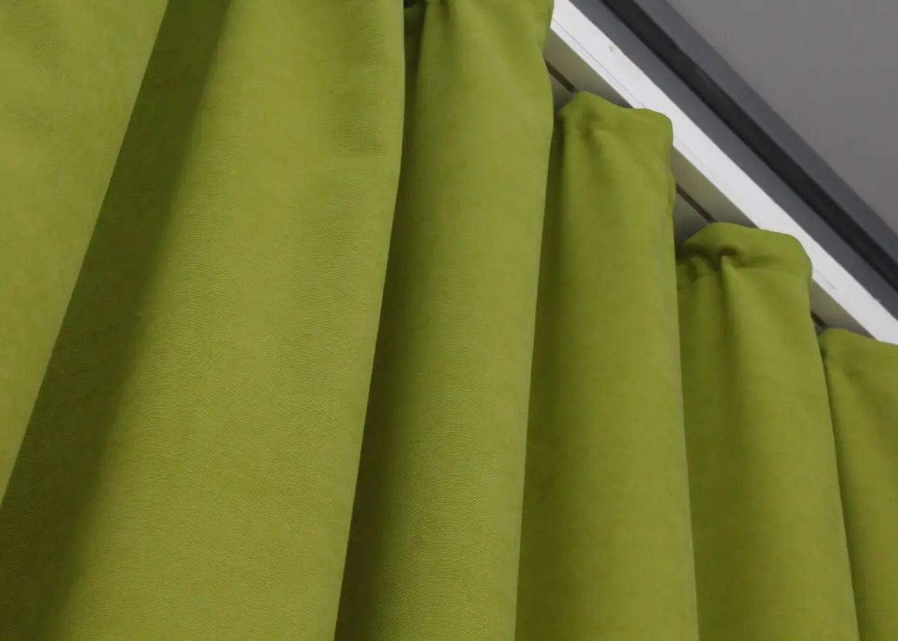 Vibrant Lime Green Microvelvet Curtains – Set of 2 – 70% Light Blocking